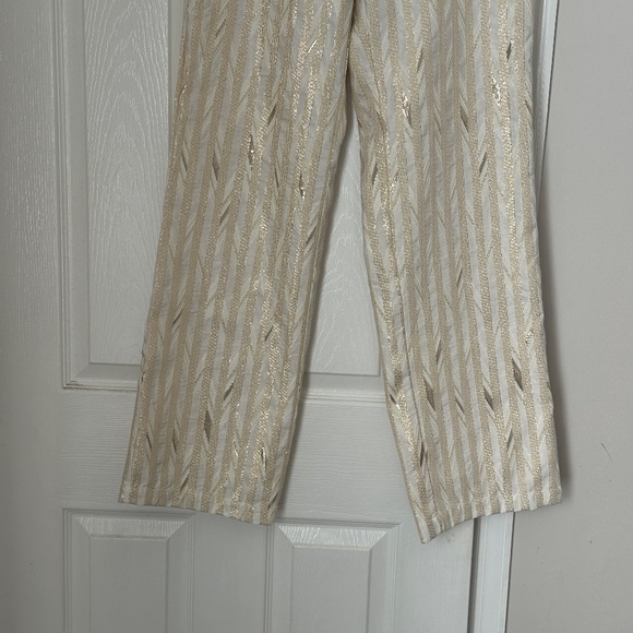 Porridge Women's Trousers Size 4 Brand New Gold Cream Metallic Party Glam Anthro - Picture 4 of 11